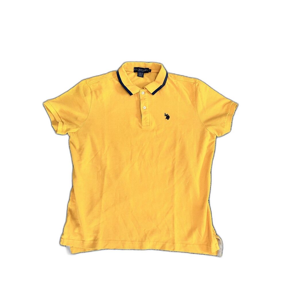 U.S. Polo Assn yellow pique short sleeve polo shirt L Slim Fit